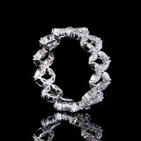 18K White Gold Floral Motif Eternity Band with Inclined Marquise Cut Lab Diamonds - 1.34 Carats Total Diamond Weight - Covaloro Fine Jewelry