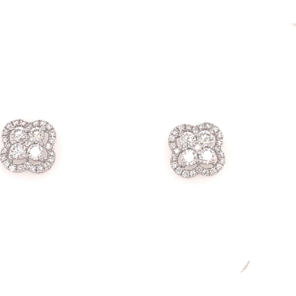 18K White Gold Floral Motif Stud Earrings with Round Diamonds by Afarin
