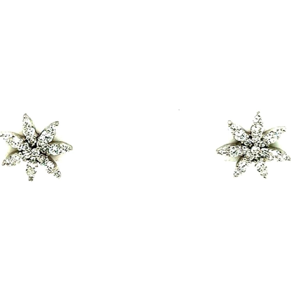 18K White Gold Floral Starburst Diamond Earrings by Afarin