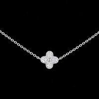18K White Gold Floral Station Necklace with Bezel and Prong Set Round Lab Diamonds - 1.69 Carat Total Diamond Weight - Covaloro Fine Jewelry
