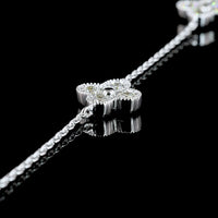 18K White Gold Floral Station Necklace with Bezel and Prong Set Round Lab Diamonds - 1.69 Carat Total Diamond Weight - Covaloro Fine Jewelry