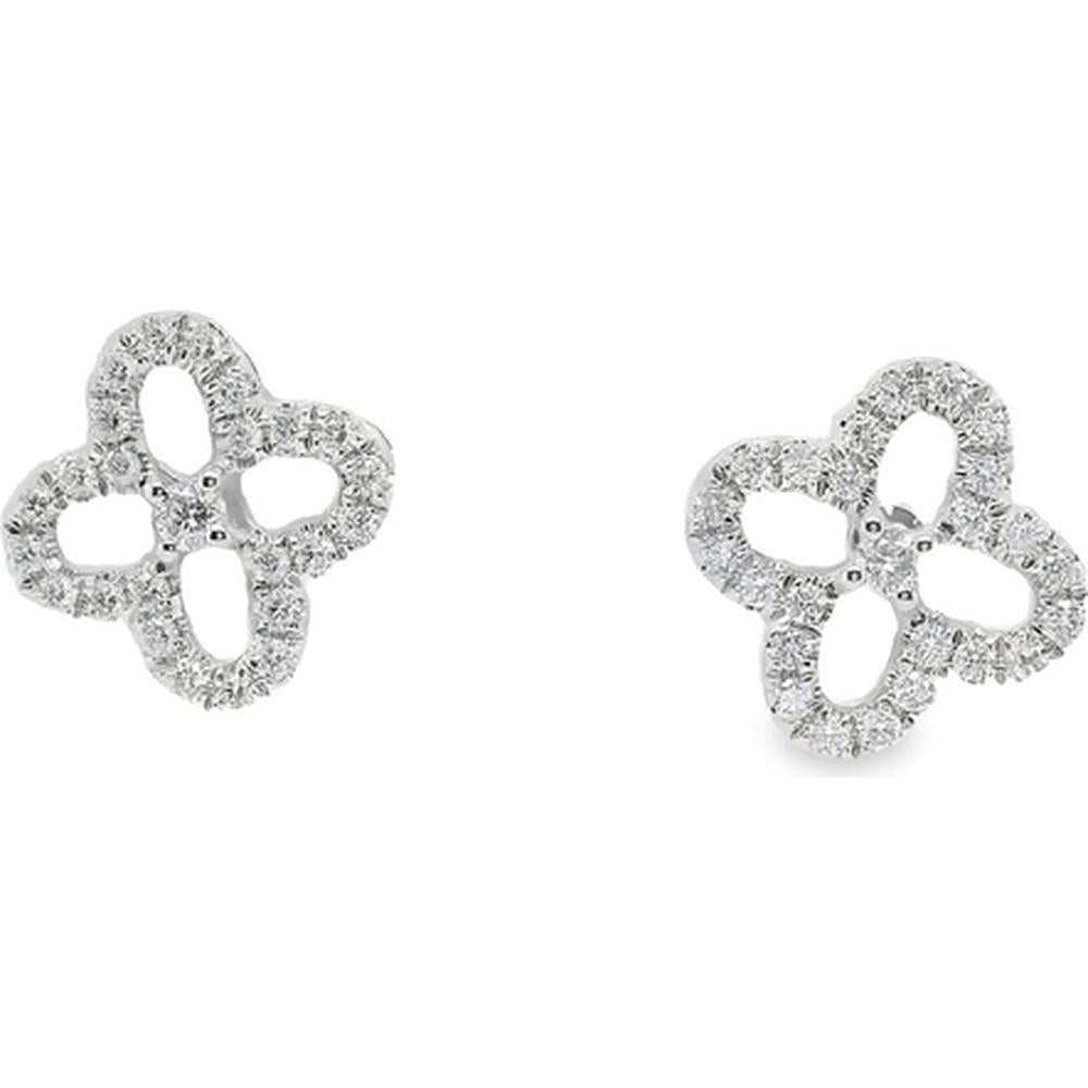 18K White Gold Flower Motif Diamond Stud Earrings by Afarin