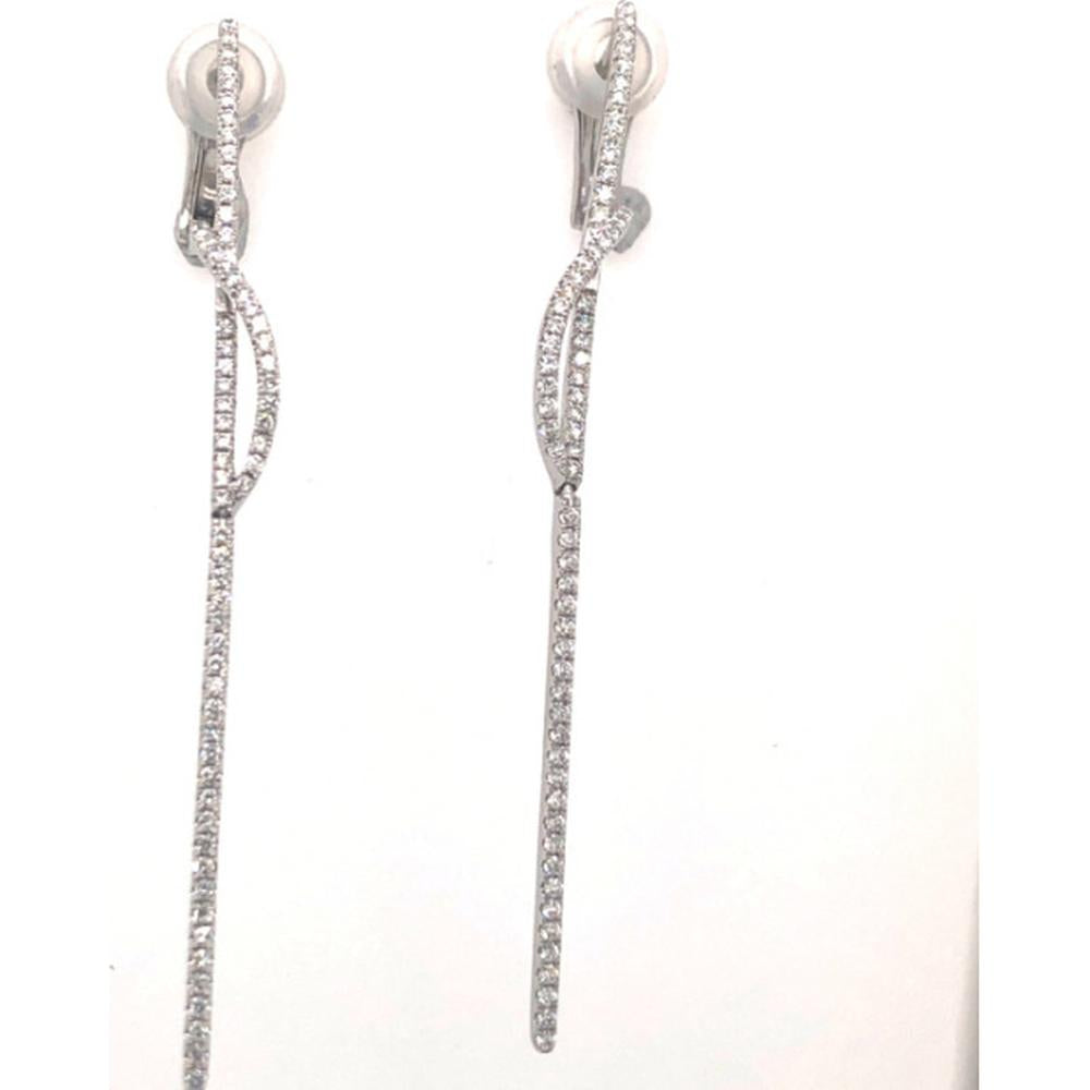 18K White Gold Free-Form Diamond Drop Earrings by Afarin
