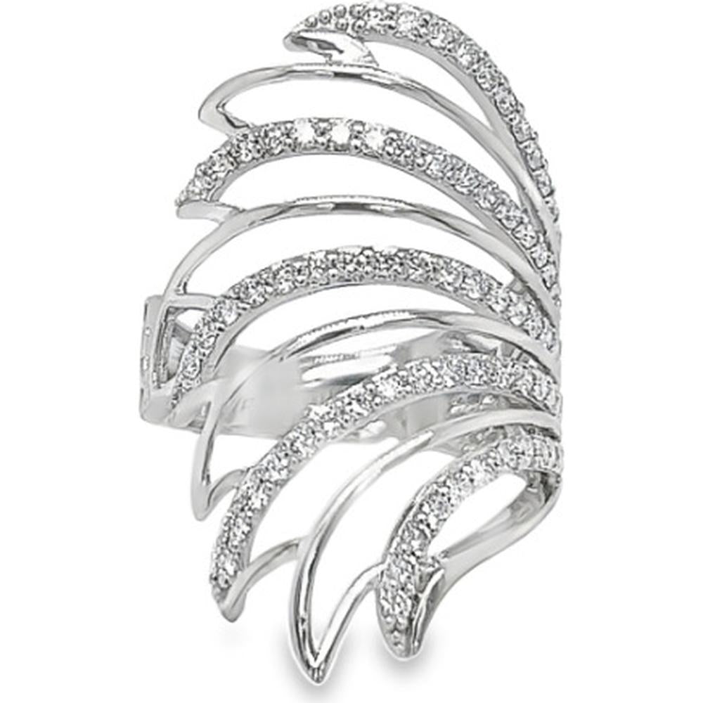 18K White Gold Free Form Diamond Ring by Afarin