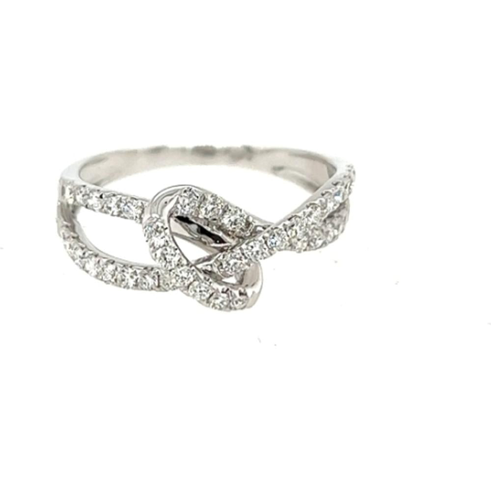 18K White Gold Free Form Diamond Ring with Interlaced Pavé Ribbons by Afarin