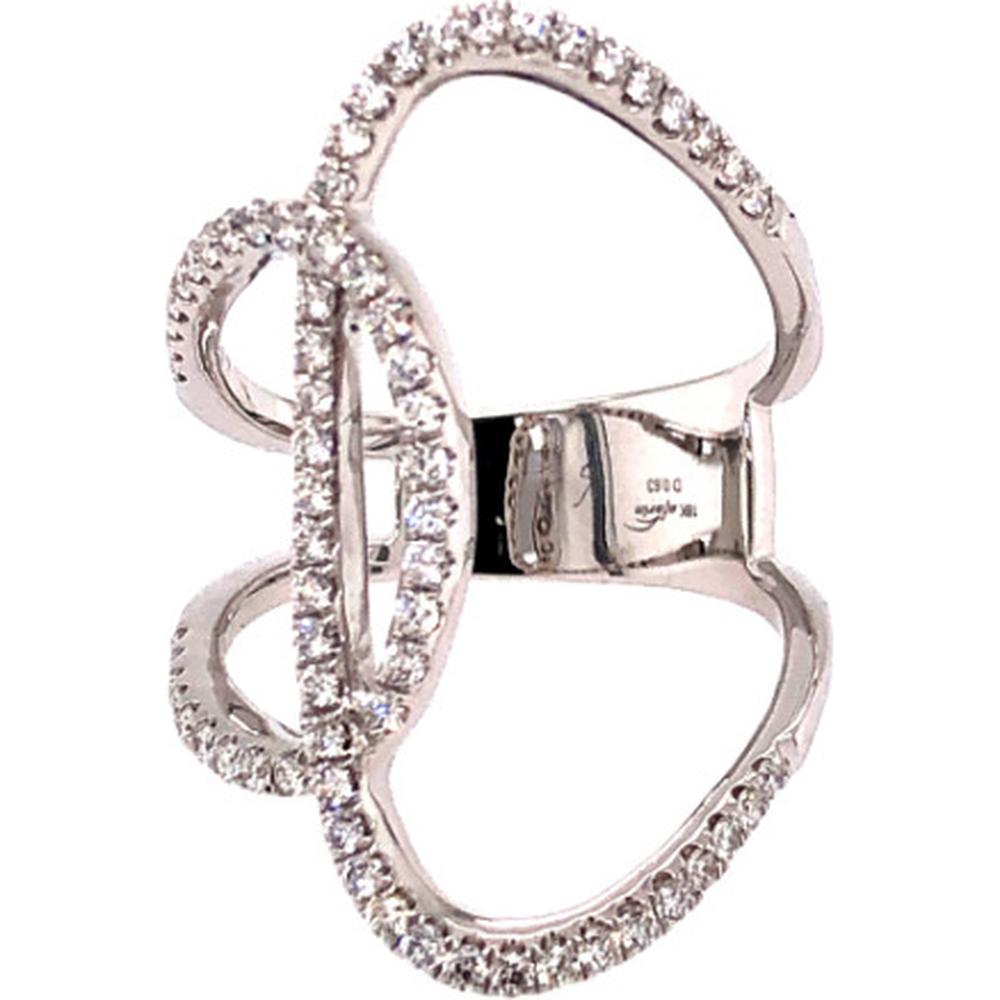 18K White Gold Free Form Diamond Ring with Open Pavé Design by Afarin