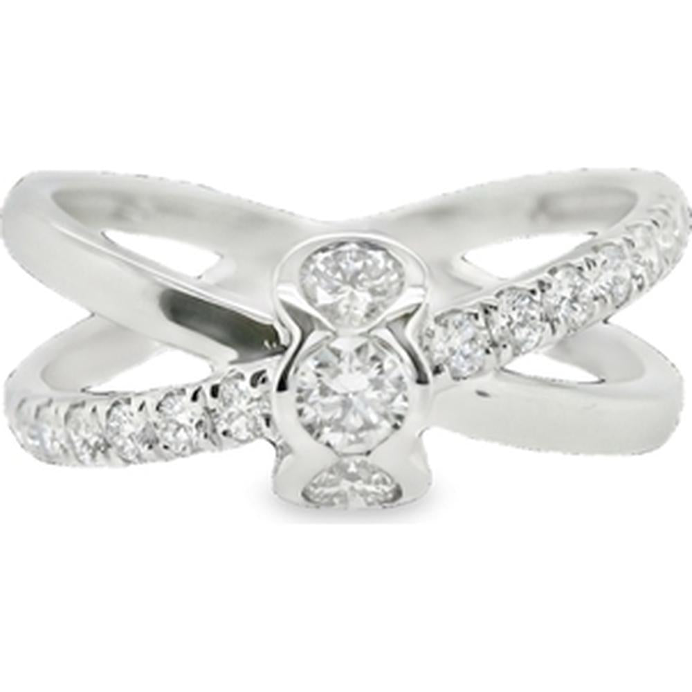 18K White Gold Free Form Diamond Ring with Round Diamonds by Afarin