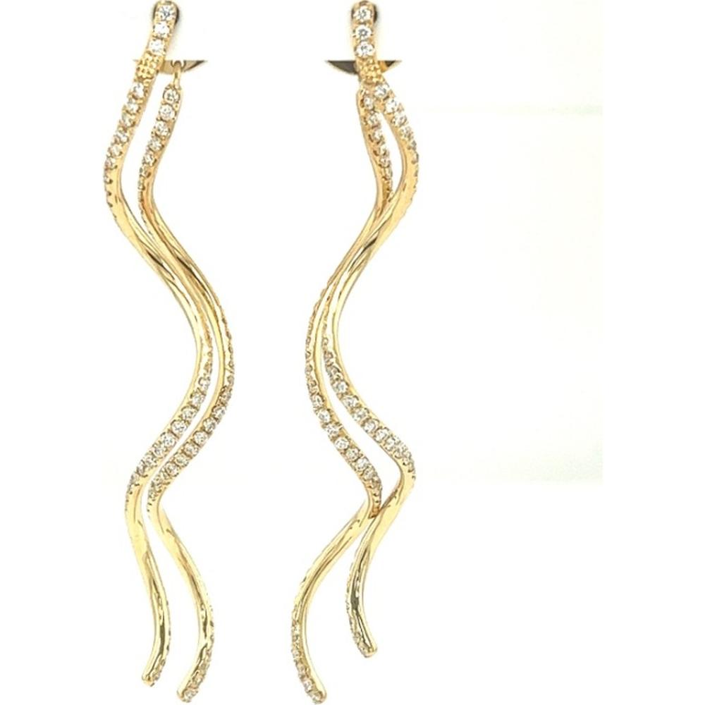 18K White Gold Free-Form Drop Diamond Earrings by Afarin
