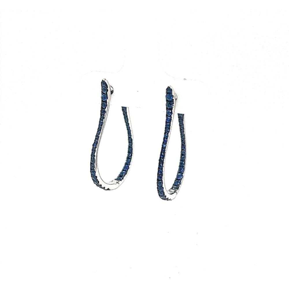 18K White Gold Free-Form Drop Earrings with Blue Sapphires by Afarin