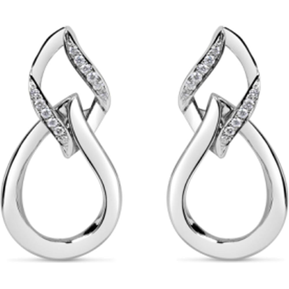 18K White Gold Free Form Drop Earrings with Pavé Set Diamonds by Afarin