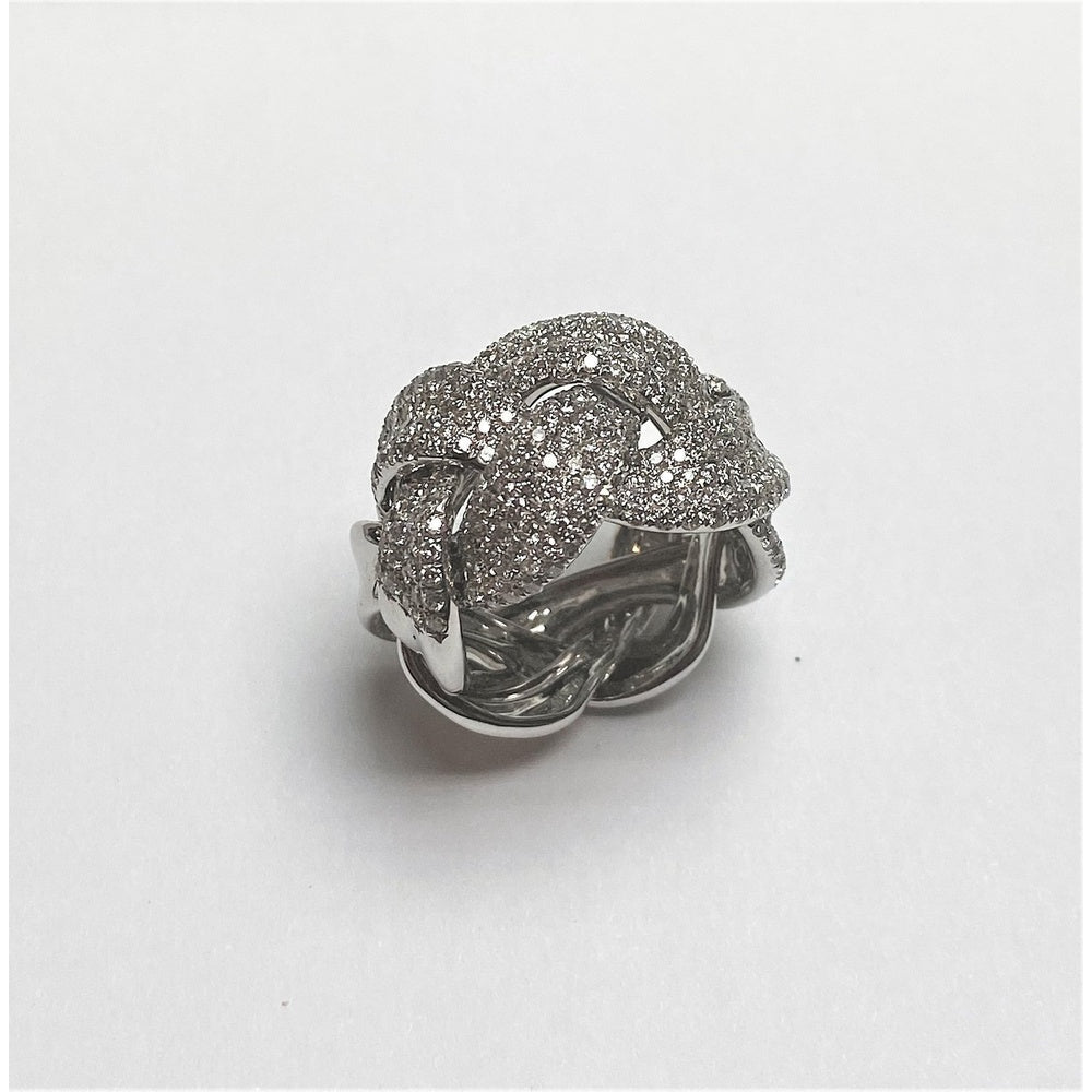 18K White Gold Free Form Fashion Ring with Pave Set Round Diamonds - 3.26 Carat Total Diamond Weight by Auriventus