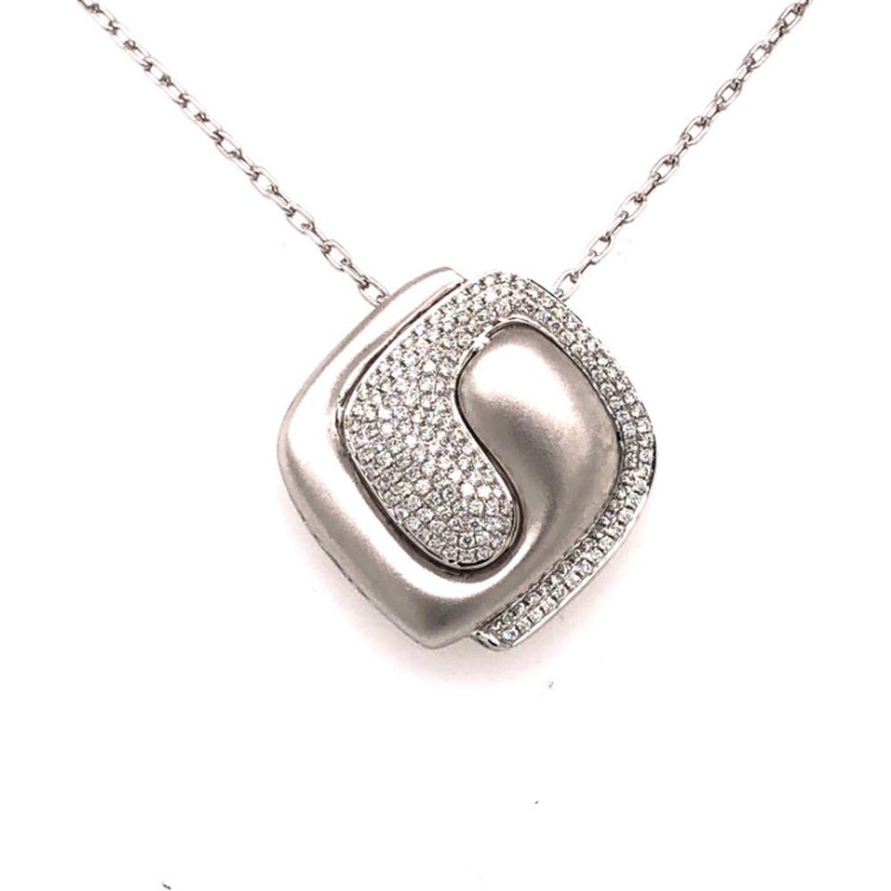 18K White Gold Free-Form Geometric Diamond Pendant Necklace by Afarin