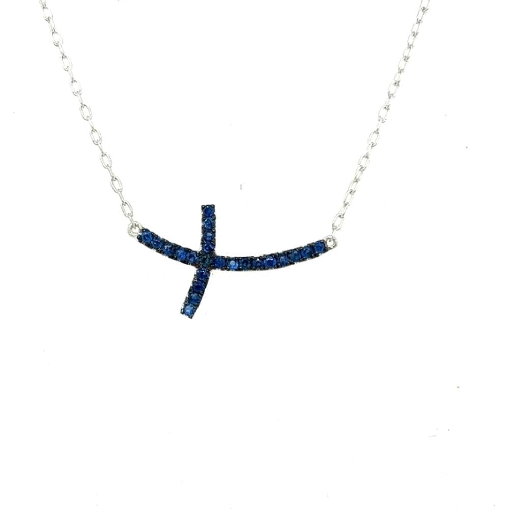 18K White Gold Free-Form Necklace with Blue Sapphires by Afarin