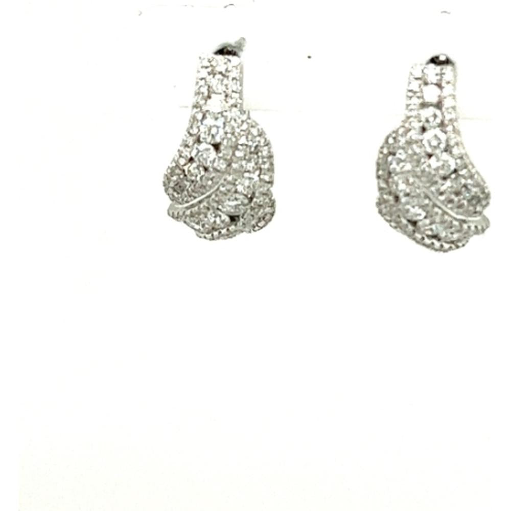 18K White Gold Free Form Pavé Diamond Earrings by Afarin