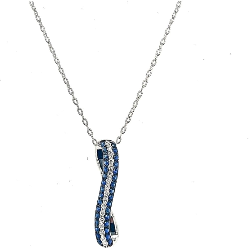 18K White Gold Free-Form Pendant with Blue Sapphires and Diamond Accents by Afarin
