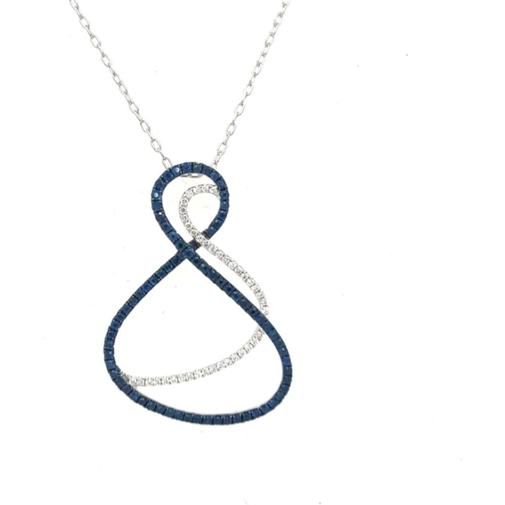 18K White Gold Free-Form Pendant with Blue Sapphires and Diamonds by Afarin