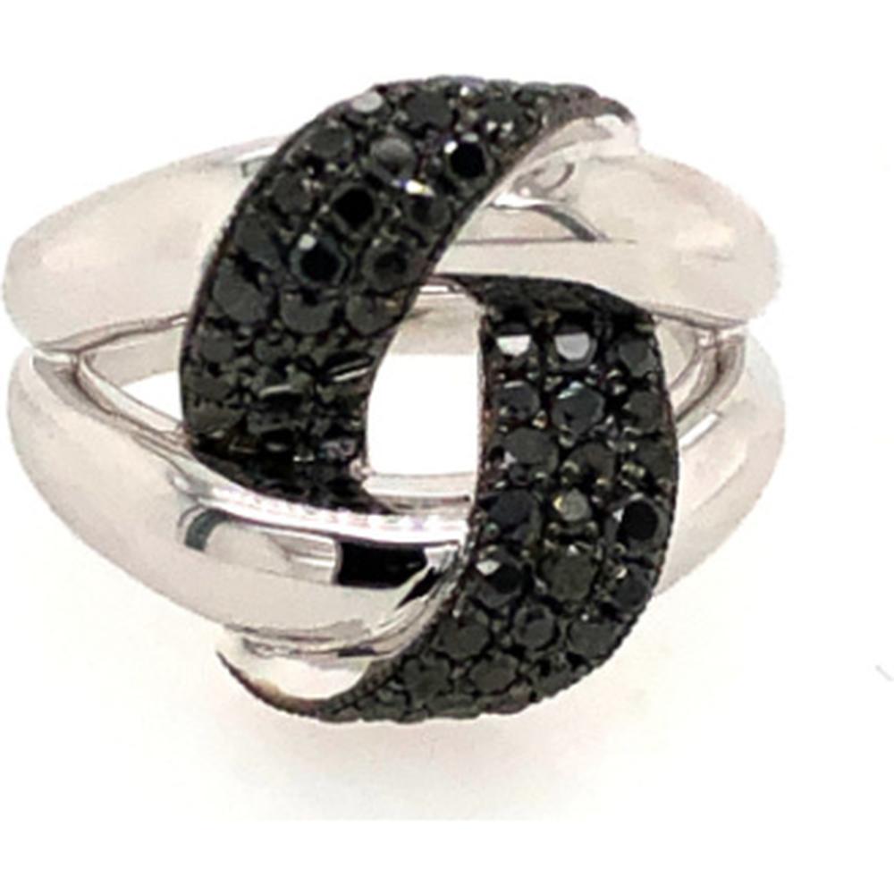 18K White Gold Free Form Ring with Black Diamonds by Afarin