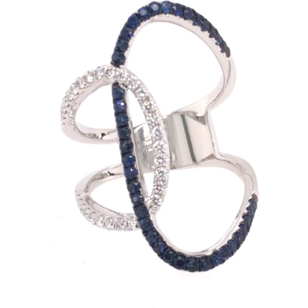 18K White Gold Free Form Ring with Blue Sapphires and Diamonds by Afarin