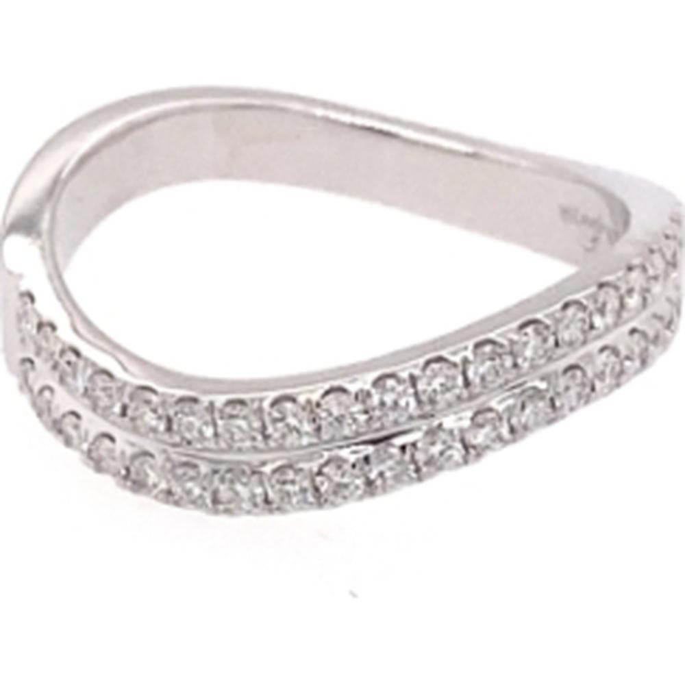 18K White Gold Free Form Ring with Pavé Set Round Diamonds by Afarin