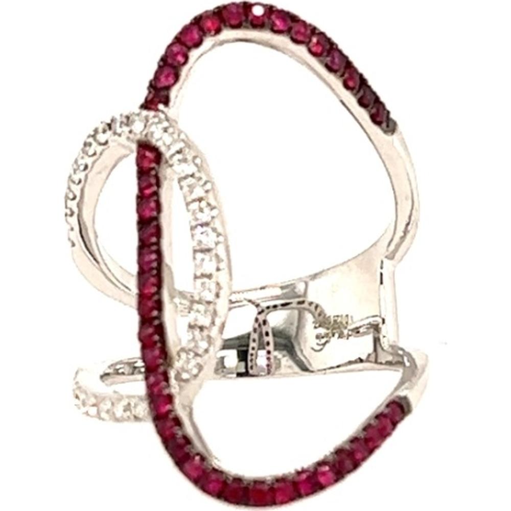 18K White Gold Free Form Ruby and Diamond Designer Ring by Afarin