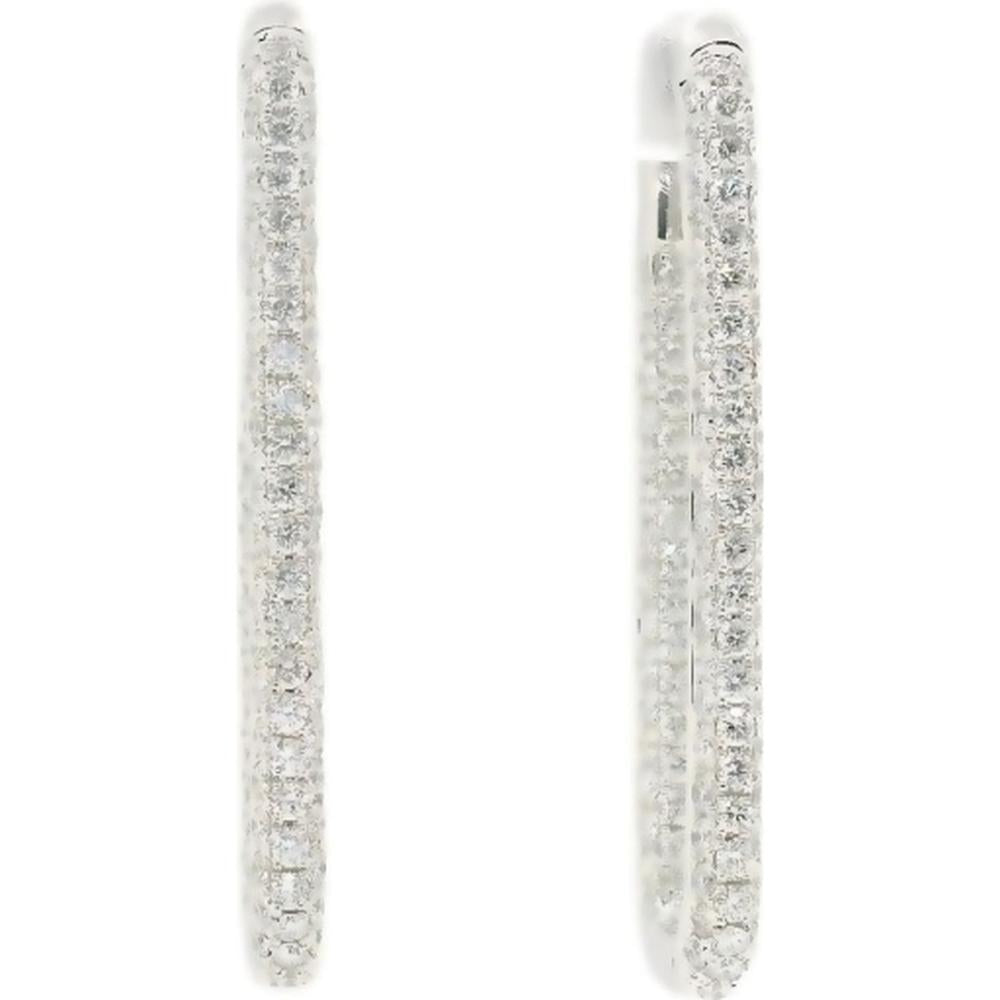 18K White Gold Front-Facing Diamond Huggie Hoop Earrings by Afarin