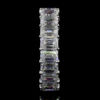 18K White Gold Full Eternity Band with 17 Prong Set Emerald Cut Lab Diamonds - 8.71 Carat Total Weight (E-F Color, VS2 Clarity) - Covaloro Fine Jewelry
