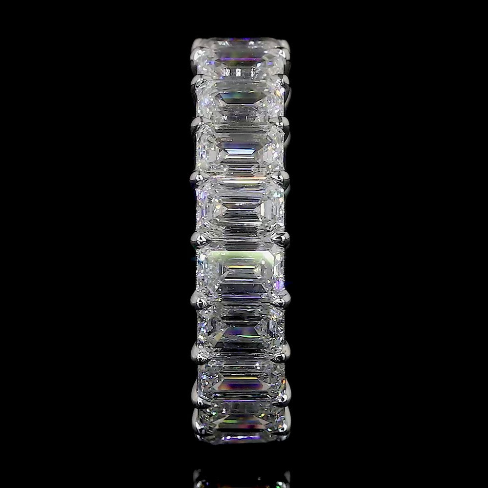 18K White Gold Full Eternity Band with 17 Prong Set Emerald Cut Lab Diamonds - 8.71 Carat Total Weight (E-F Color, VS2 Clarity) - Covaloro Fine Jewelry