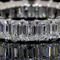 18K White Gold Full Eternity Band with 17 Prong Set Emerald Cut Lab Diamonds - 8.71 Carat Total Weight (E-F Color, VS2 Clarity) - Covaloro Fine Jewelry
