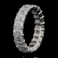 18K White Gold Full Eternity Band with 17 Prong Set Emerald Cut Lab Diamonds - 8.71 Carat Total Weight (E-F Color, VS2 Clarity) - Covaloro Fine Jewelry