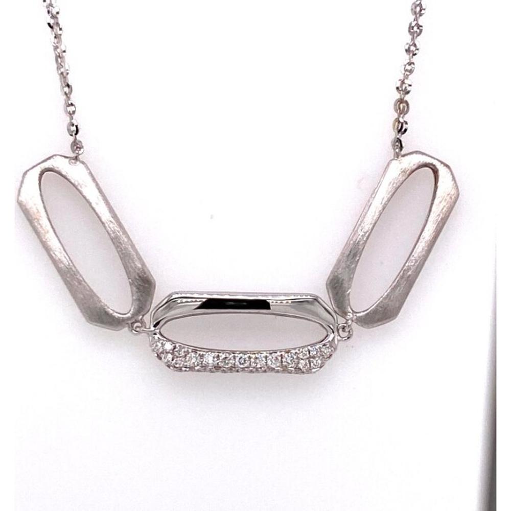 18K White Gold Geometric Diamond Accent Necklace by Afarin