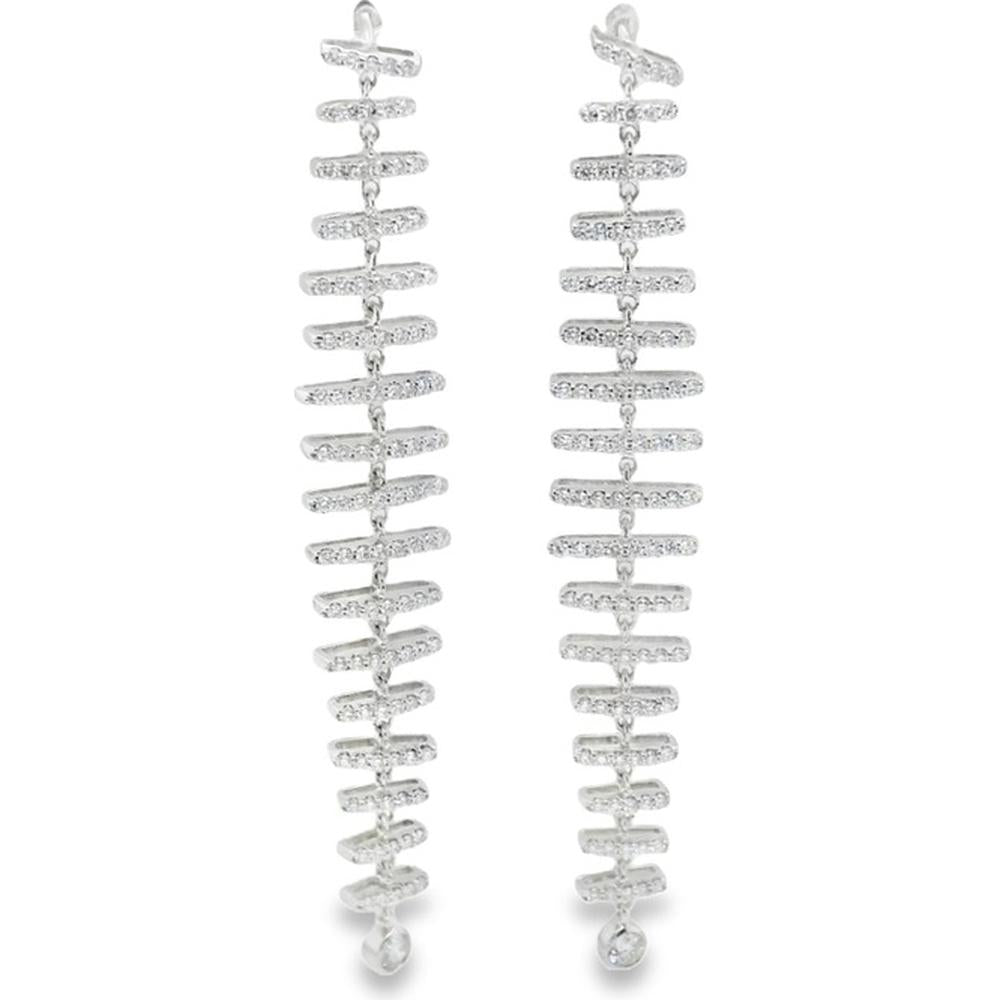18K White Gold Geometric Diamond Drop Earrings by Afarin
