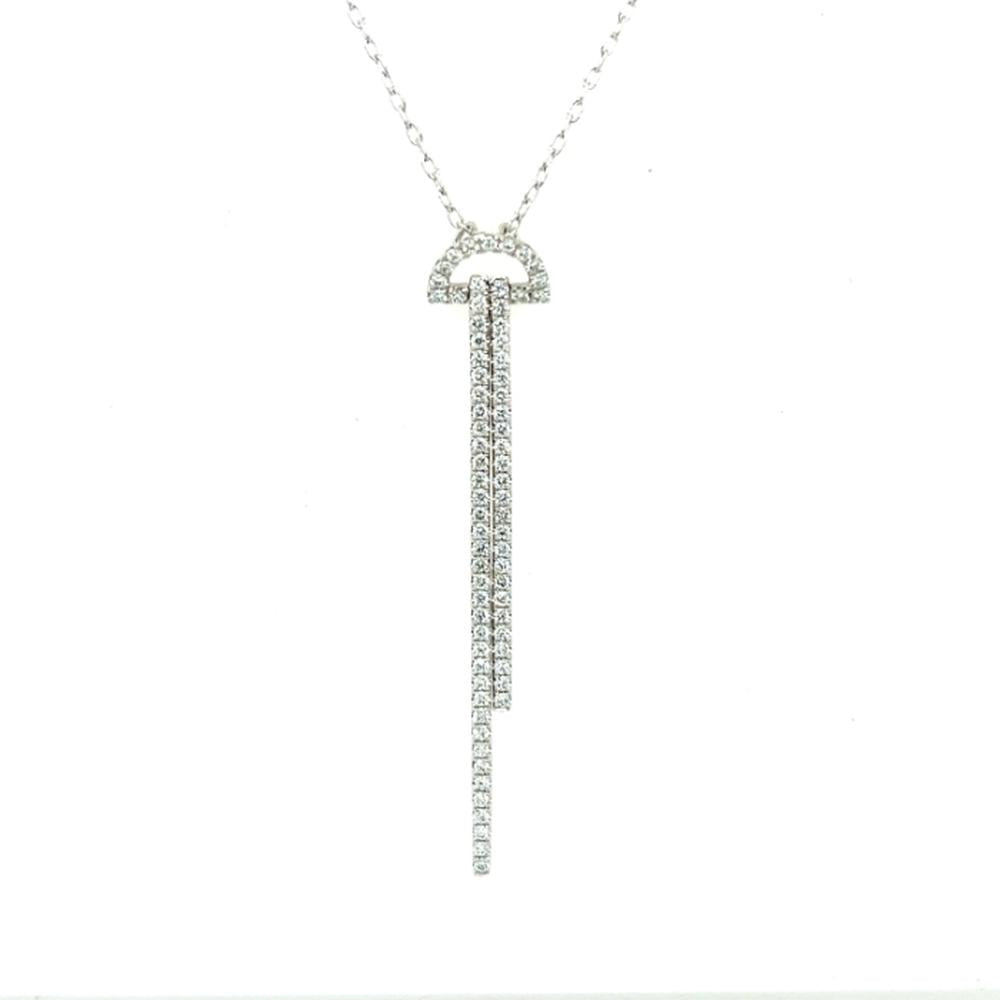 18K White Gold Geometric Diamond Drop Pendant Necklace by Afarin