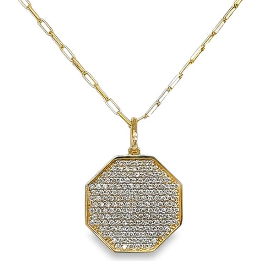 18K White Gold Geometric Diamond Pendant Necklace by Afarin