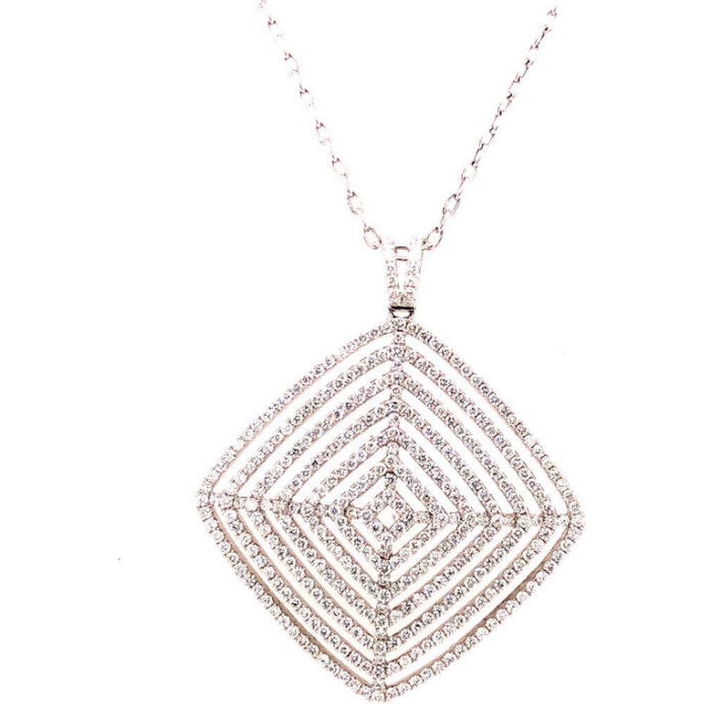 18K White Gold Geometric Diamond Pendant Necklace by Afarin