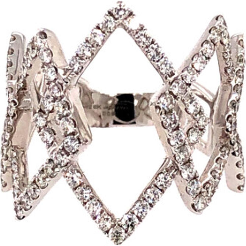 18K White Gold Geometric Diamond Ring by Afarin