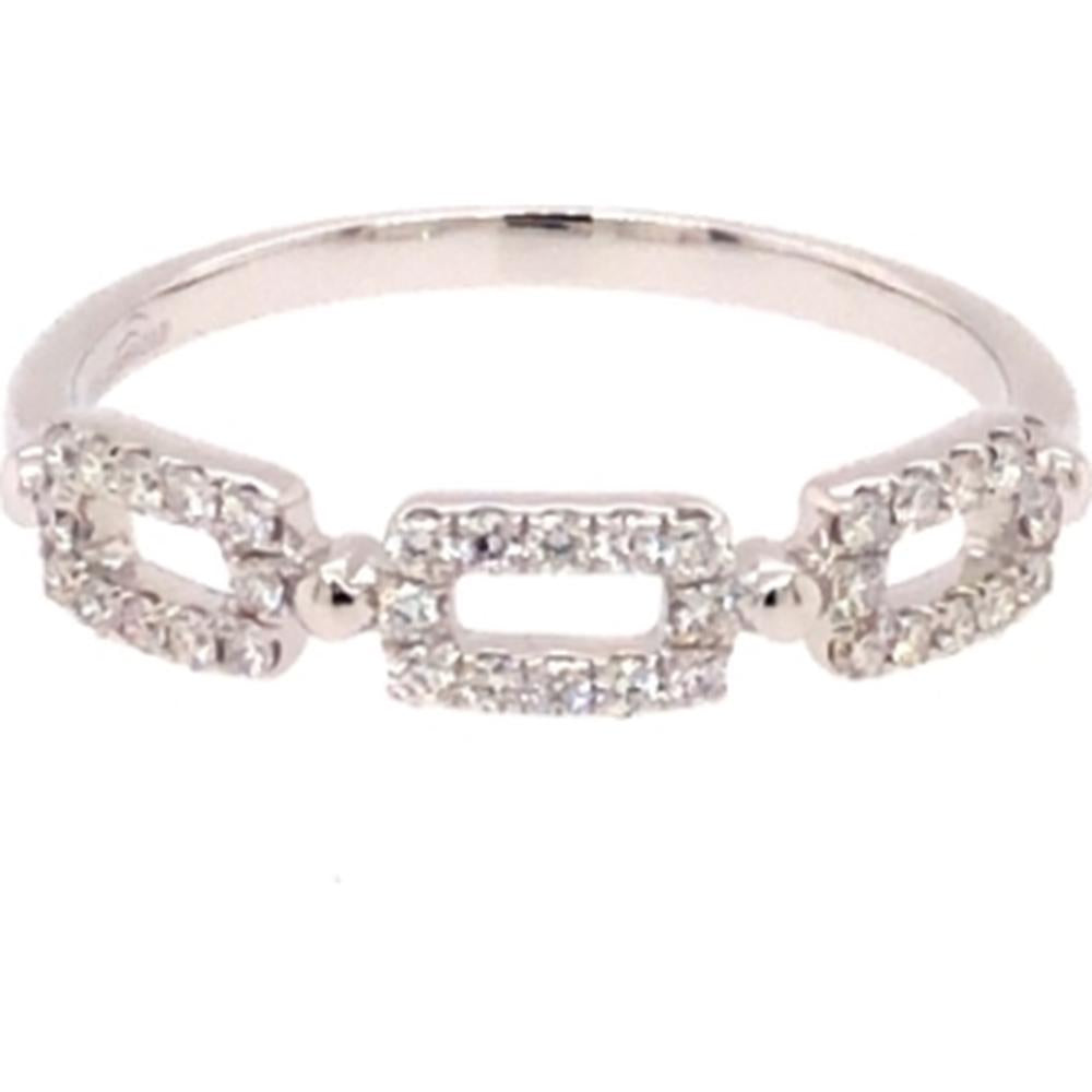 18K White Gold Geometric Diamond Ring with Open Rectangle Motif Design by Afarin