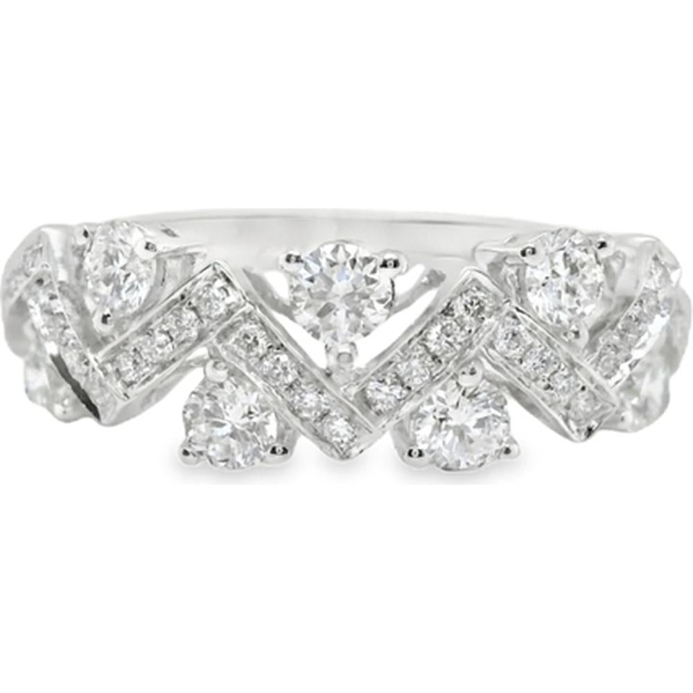 18K White Gold Geometric Diamond Ring with Round Diamonds by Afarin