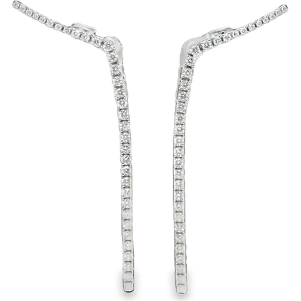 18K White Gold Geometric Drop Diamond Earrings by Afarin