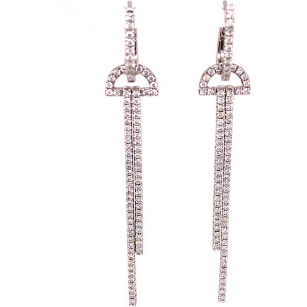 18K White Gold Geometric Drop Diamond Earrings by Afarin