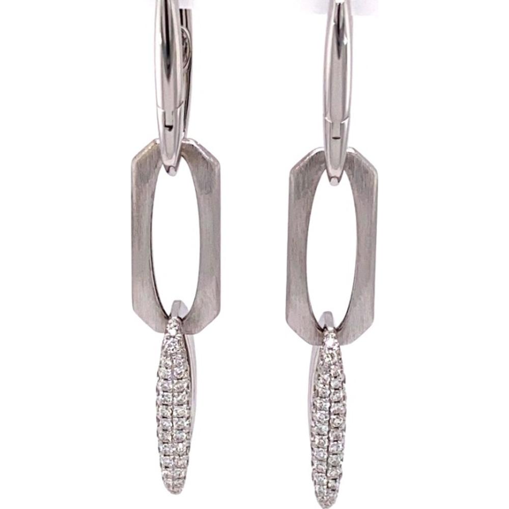 18K White Gold Geometric Drop Earrings with Diamond-Set Marquise-Shaped Drops by Afarin