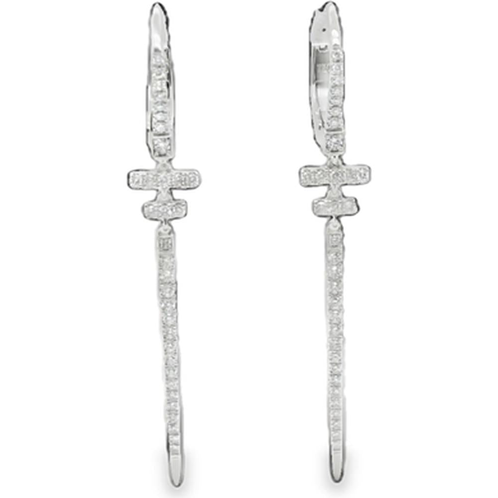 18K White Gold Geometric Drop Earrings with Diamonds by Afarin