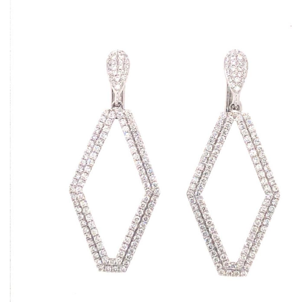 18K White Gold Geometric Drop Earrings with Pavé Set Diamonds by Afarin