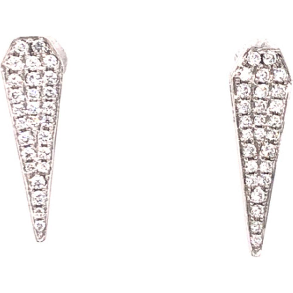 18K White Gold Geometric Drop Earrings with Pavé-Style Round Diamonds by Afarin