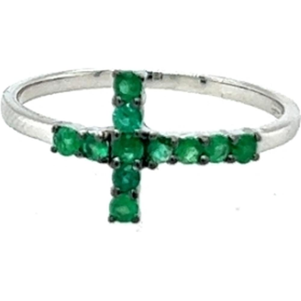 18K White Gold Geometric Emerald Ring by Afarin
