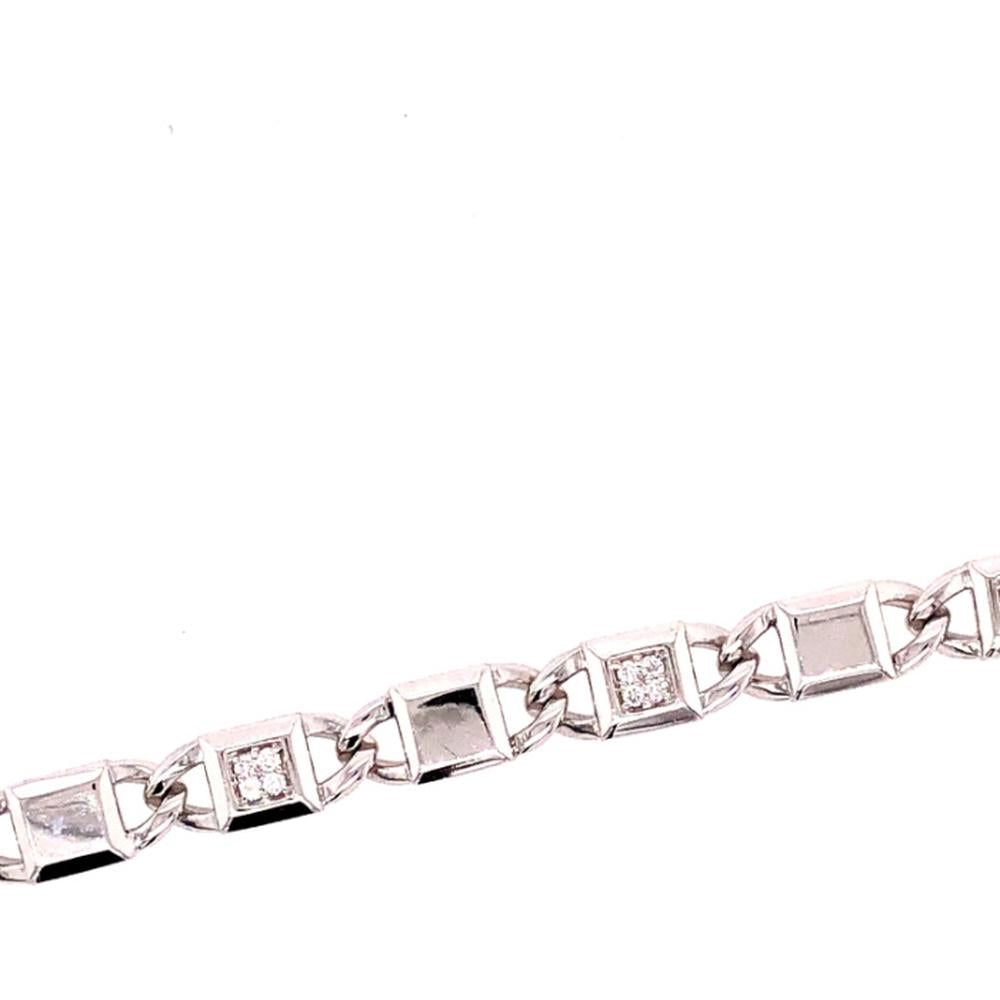 18K White Gold Geometric Fancy Link Diamond Bracelet by Afarin