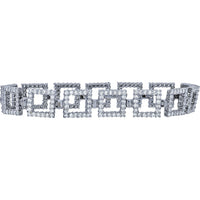 18K White Gold Geometric Link Bracelet with Pave-Set Round Diamonds - 4.35 Carat Total Diamond Weight