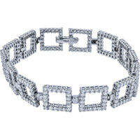 18K White Gold Geometric Link Bracelet with Pave-Set Round Diamonds - 4.35 Carat Total Diamond Weight