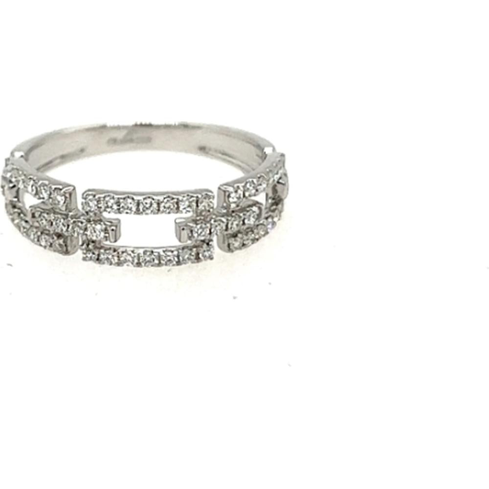 18K White Gold Geometric Open Link Diamond Ring by Afarin