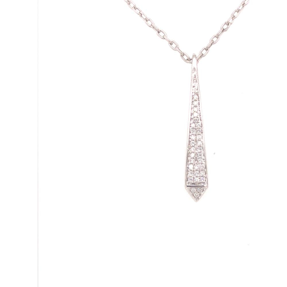 18K White Gold Geometric Pendant Necklace with Pavé Set Round Diamonds by Afarin
