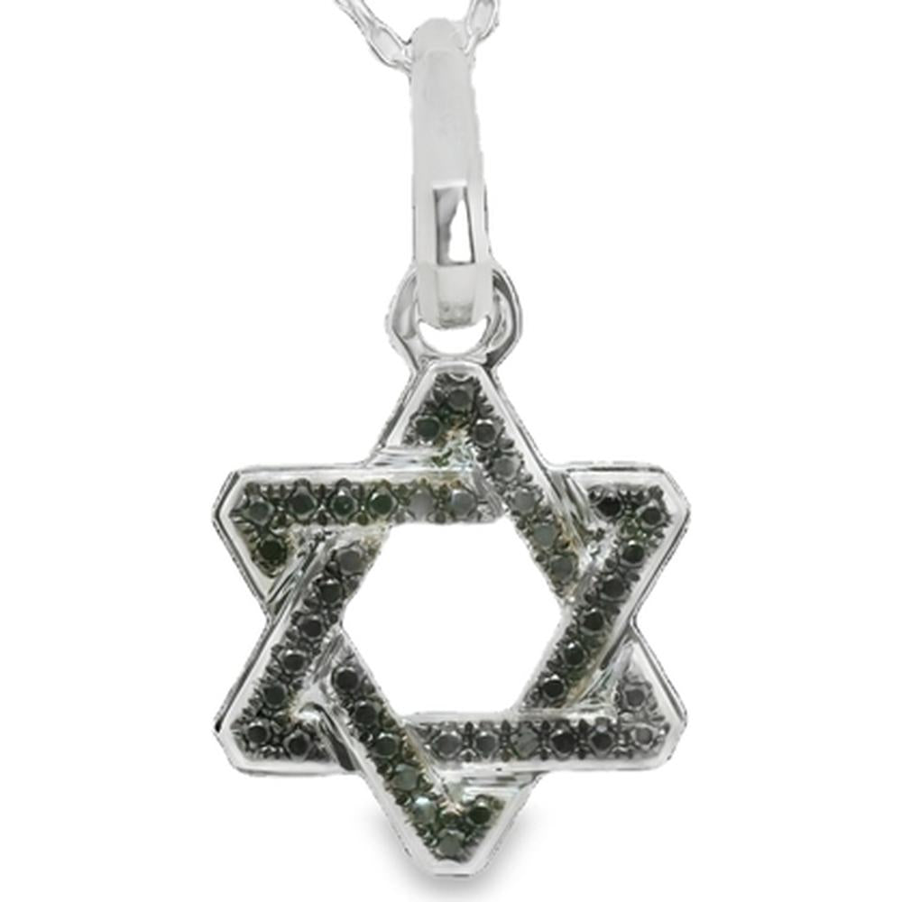 18K White Gold Geometric Star Pendant with Black Diamonds by Afarin
